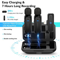 Microphone sans fil Lavalier PISOUY avec boîtier de charge léger pour conférence et vidéo/diffusion en direct sur iPhone et iPad