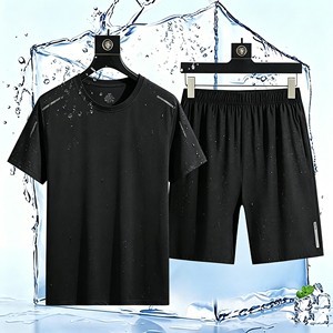 Ensemble de sport court en maille à séchage rapide pour hommes, marque privée OEM, avec bande réfléchissante, pour la course et l'entraînement, approvisionnement en gros pour revendeurs européens - Product Image 1