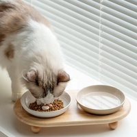 Ensemble de gamelles surélevées pour chat avec 2 plats profonds et 2 plats peu profonds en céramique, interchangeables