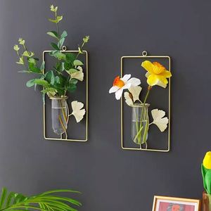 Décoration murale créative en forme de feuille de Ginkgo, vase hydroponique, pendentif mural doré, vente en gros - Product Image 3