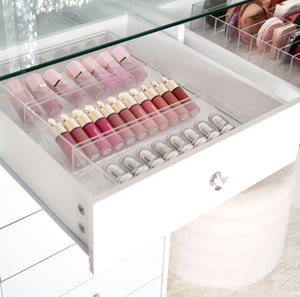 Gabinete Tocador para Dormitorio de Hotel Estilo Princesa <span class=keywords><strong>con</strong></span> Cubierta de Cristal, Mesa de Maquillaje de Lujo para Vestidor <span class=keywords><strong>con</strong></span> Espejo - Product Image 4