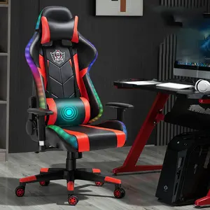 gaming stuhl mit pc und monitor Suppliers-Free Sample RGB LED New Design OEM ODM Ergonomic Gamer PC Reclining 180 Degree Lifting Swivel Armrest Racing Gaming Chair