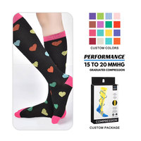 Chaussettes de compression avec logo personnalisé Chaussettes d'infirmière à hauteur du genou 20-30mmhg pour la course à pied Chaussettes de compression aux couleurs de la mode