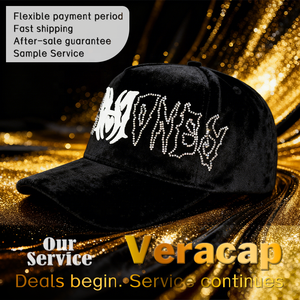 Cappelli Personalizzati di Alta Qualità HBA54 con Strass, Cappellini da Baseball di Lusso a 5 Pannelli Ricamati in Camoscio - Product Image 4