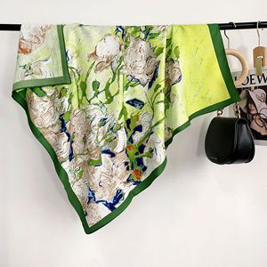 女式条纹大柔软围巾印花油画艺术气质披肩夏季护颈装饰头巾 - Product Image 1