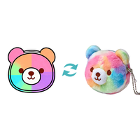 Porte-monnaie en peluche personnalisé avec breloque animaux de dessin animé, ours en peluche colorés, porte-clés en peluche mignon, porte-monnaie pour enfants