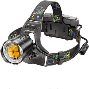Lampe frontale LED P100 puissante, étanche IP55, rechargeable par USB, faisceau réglable, lumière de sécurité extérieure - Product Image 1