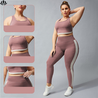 Contrôle du ventre pour femmes deux pièces grande taille vêtements de sport formation Yoga Leggings ensemble de course Yoga soutien-gorge et pantalons ensembles