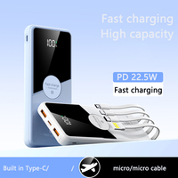 Chargeur portable 22.5W Power Bank 20000 mah Câble intégré USB C PD PowerBanks 20000 Mah Charge rapide Haute capacité