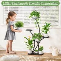 Support pour plantes avec éclairage LED à spectre complet, étagère d'angle en bois et métal de 39 pouces, plateau surélevé, étagère intérieure