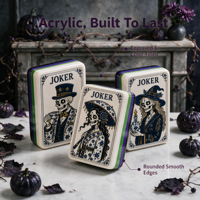Tuiles de Mahjong Américaines Gothiques d'Halloween, Ensemble Acrylique 4 Couches de 160 Pièces avec Art Gravé et Remplissage Couleur, Idéal pour un Cadeau