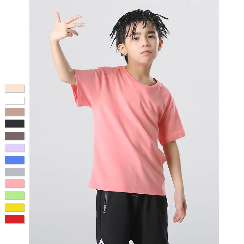 Hauts d'été multicolores pour enfants, T-Shirt lourd pour enfants, garçon 100% coton, t-shirts vierges en vrac pour impression personnalisée