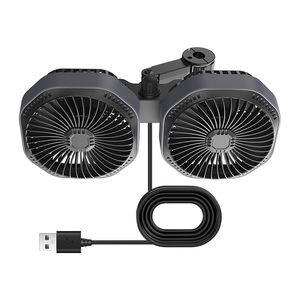 Stepless Adjustable Wind Speed Rear Seat Car <b>Fan</b> Dual <b>Head</b> Back Seat <b>Fan</b> Rotatable Multi-angles Double <b>Head</b> USB <b>Fan</b> Car <b>Fan</b> - Product Image 1