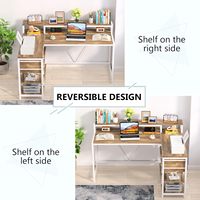 Bureau d'ordinateur en bois avec étagère, table de travail pour ordinateur portable, bureau d'étude long, bureau de travail