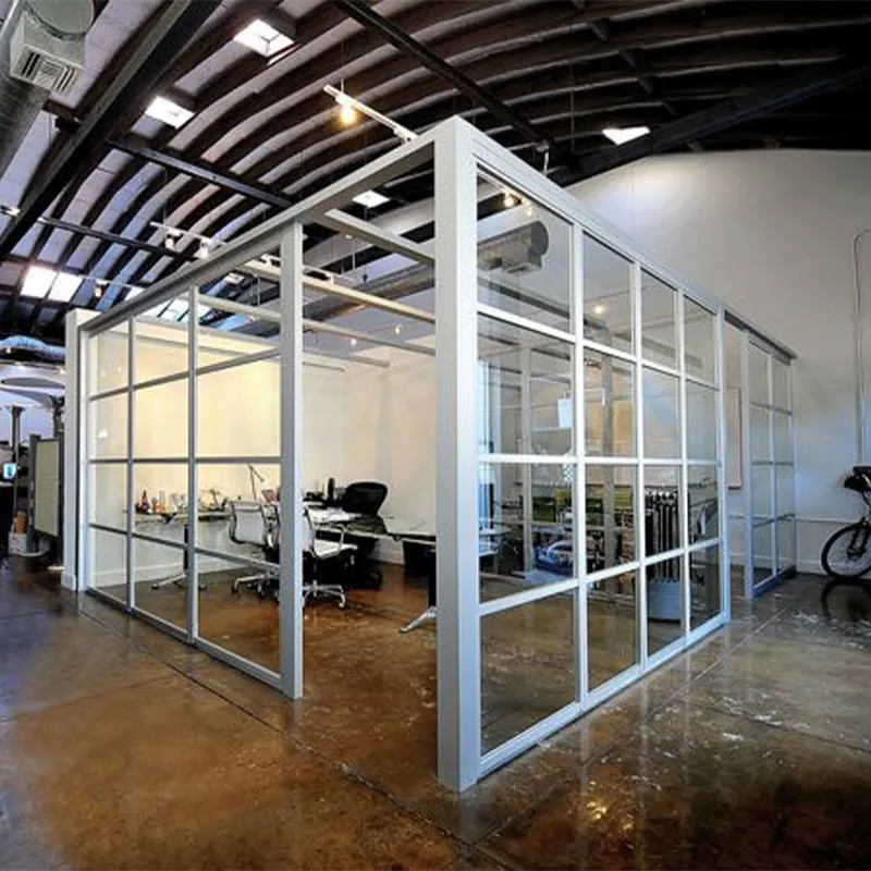 अनुकूलित आकार ग्लास एल्यूमिनियम फ्रेम कार्यालय विभाजन दीवार फिसलने दरवाजा