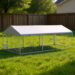 Recinto per cani da esterno regolabile 19,7 x 7,5 x 5,2 m in metallo con serratura e tetto impermeabile per razze di grandi dimensioni - Product Image 2