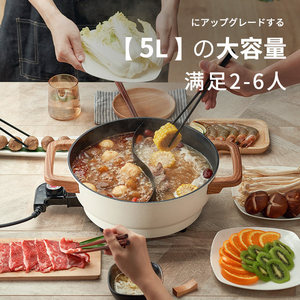 Rongshida 5L Electric Hot Pot Two-compartment Multi-functional Korean Style Cooker for 2-6 People - Product Image 1