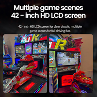 Console de jeu de course de moto d'arcade espagnole à deux joueurs, à monnayeur, avec fonctions de conduite ludiques