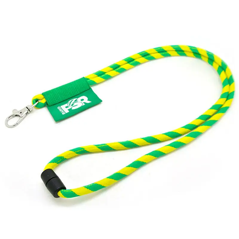 Aangepaste Ronde Koord Jacquard Borduurwerk Geweven Label Polyester Nek Lanyard Met Veiligheid Breakaway Clip