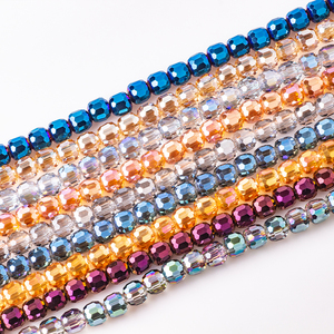 Zhubi, 80 Uds., cuentas de cristal en forma de tambor, hebra de 8MM, cuentas de cristal redondas facetadas con agujero grande para fabricación de joyería, pulsera DIY - Product Image 1