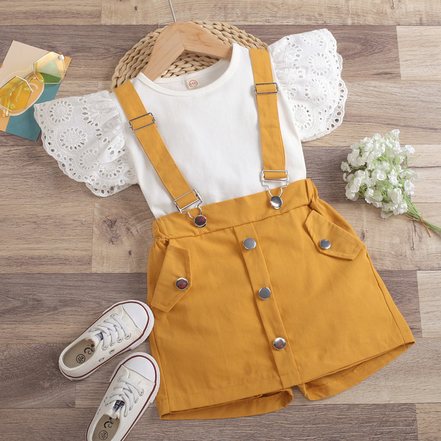 2022 High Quality Cotton Little Girls Summer Clothing Sets Cute Baby Overalls Children Clothing Girls