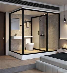 Conjunto completo de baño y aseo de lujo para dormitorio, casa, lavabo, ducha, hotel, tipo cápsula moderna, en bronce antiguo, con mezclador - Product Image 5