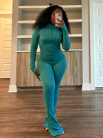Ensemble Sportif Femme Personnalisé Deux Pièces: Legging, Veste et Pantalon Évasé