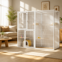 Villa Confortable et Spacieuse pour Chat en Fer, Conception Respirante avec Plateau Amovible