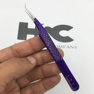 Pinzas moradas de 45 grados para extensión de pestañas de visón, pinzas de punta fina con logotipo personalizado, pinzas sostenibles de gran oferta, agarre fuerte - Product Image 5