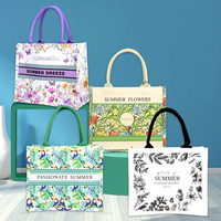 Sacs fourre-tout en toile personnalisés écologiques et réutilisables, motif floral vintage, avec boucle dissimulée, pour cadeaux et vente en gros