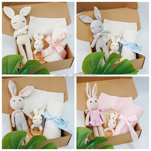 Jouet sensoriel éducatif pour enfants, 5 pièces, ensemble cadeau de naissance, jouets de dentition à oreilles de <span class=keywords><strong>lapin</strong></span>, amigurumi au crochet, <span class=keywords><strong>hochet</strong></span> - Product Image 2