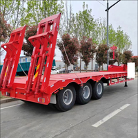 Promotion : Semi-remorque surbaissée à 3 essieux, 100 tonnes, en acier, plateforme à fond plat de 13 000 mm de long pour le transport de machines de construction