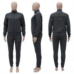 Custom Design Vintage Tracksuit Unisex <b>Full</b> <b>Zip</b> <b>Hoodie</b> Jogger Pants 100% Cotton Breathable Eco-Friendly Oversized Casual Autumn - Product Image 1