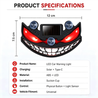 LELANPU Luz LED de Advertencia para Coche Tipo C con Energía Solar, Ojos de Demonio, Lámpara Ambiental para Ventana Trasera, Luz Dinámica de Atmósfera con Ventosa