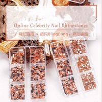 Multi-taille 6 grilles carré fond plat ongles strass super brillant mixte rond rectangle miroir diamant ongles jeu de pierres