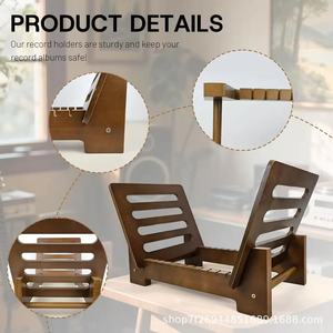 Étagère à disques vinyles en bois massif pour bureau, support de rangement pour CD et magazines, organisation du salon - Product Image 1