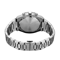 Montre-bracelet chronographe squelette de luxe à quartz avec bracelet en acier inoxydable, fermoir papillon simple, étanche 5 ATM, 42 mm, unisexe