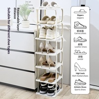 Étagère à chaussures multicouche en plastique PP, pliable, mobile, sans installation requise, pour espaces étroits, idéale pour salle de bain et salon