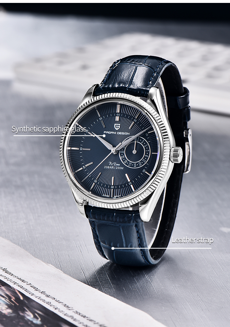 PAGANI DESIGN Top Brand Men Quartz Wristwatches Fashion Sapphire Glass Business Watches Waterproof Genuine Leather Watches
