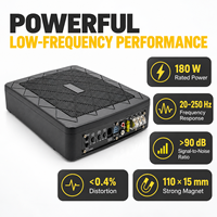 Subwoofer Actif Ultra-Mince 180W à Installation Sous Siège 20Hz-250Hz Boîtier en Aluminium Ultra-Fin Alimentation 12V Amélioration Audio Voiture