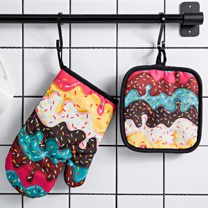 Lot de 2 maniques de cuisine <span class=keywords><strong>et</strong></span> dessous de plat résistants à la chaleur pour micro-ondes, barbecue, cuisson <span class=keywords><strong>et</strong></span> grillades - Product Image 1