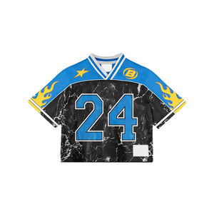 Vêtements de sport à manches courtes imprimé Boxy Fan Jersey hommes col en v décontracté Street Wear Boxy chemise imprimé Jersey hommes - Product Image 4