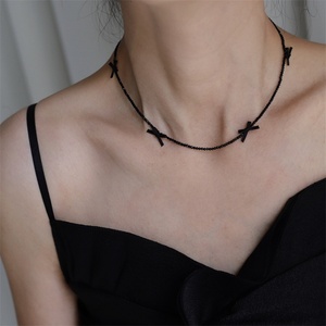Collier ras du cou pour femme, bijoux haut de gamme, plaqué or, acier inoxydable, zircon, chaîne à perles, charme papillon - Product Image 6