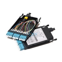 12 24 LGX Fiber Optic MPO/MTP modul kaset MPO ke LC untuk 4G/3G jaringan Panel Patch kompatibel
