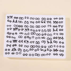 Geometric <b>Stud</b> <b>Earrings</b> 100 Pair Mixed Gold Black <b>Silver</b> Hollow Plastic <b>Earring</b> Set For Gift Wholesale - Product Image 2