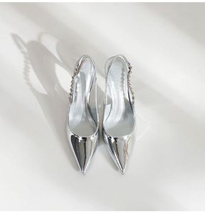 Sandalias Elegantes Plateadas de Tacón Alto Stiletto para Mujer, Lujosas, Cómodas, Antideslizantes, Moda 2025, Sandalias de Vestir para Dama - Product Image 4