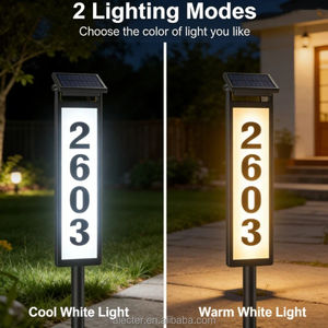 Letrero de Dirección LED con Energía Solar Directa de Fábrica Alecter, IP54 Impermeable, Blanco Cálido, Placa Iluminada con Números de Casa - Product Image 4