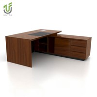 iULTRA 2026 Grand bureau de direction modulaire de luxe avec meuble de rangement et piédestal, faible MOQ, pour réunions de conseil et bureaux d'entreprise
