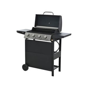 Parrilla de gas butano negra de 4 quemadores con dispositivo de seguridad antiflama para exteriores, ideal para barbacoas y fiestas. - Product Image 1