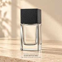 Flacons de parfum en verre transparent rectangulaires plats de 30 ml, 50 ml, 100 ml avec vaporisateur pour emballage de parfum personnalisé, flacon vide uniquement